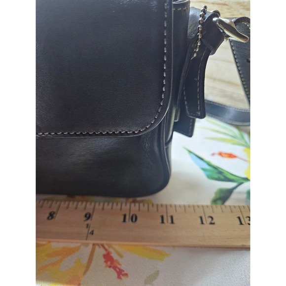 Vtg Coach Hamptons Flap Baguette Black Leather Shoulder Bag E0S-7784 Y2K - Picture 5 of 10